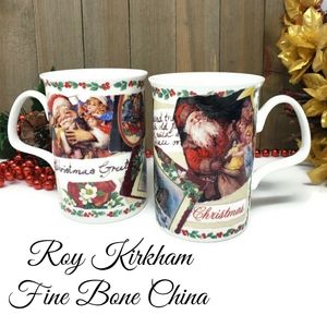 Vintage 1997 Christmas Time Roy Kirkham Fine Bone China Mugs